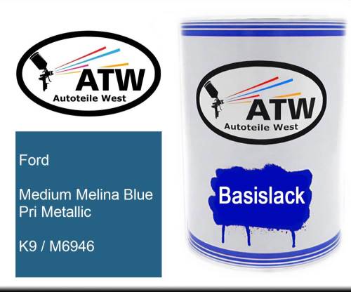 Ford, Medium Melina Blue Pri Metallic, K9 / M6946: 500ml Lackdose, von ATW Autoteile West.